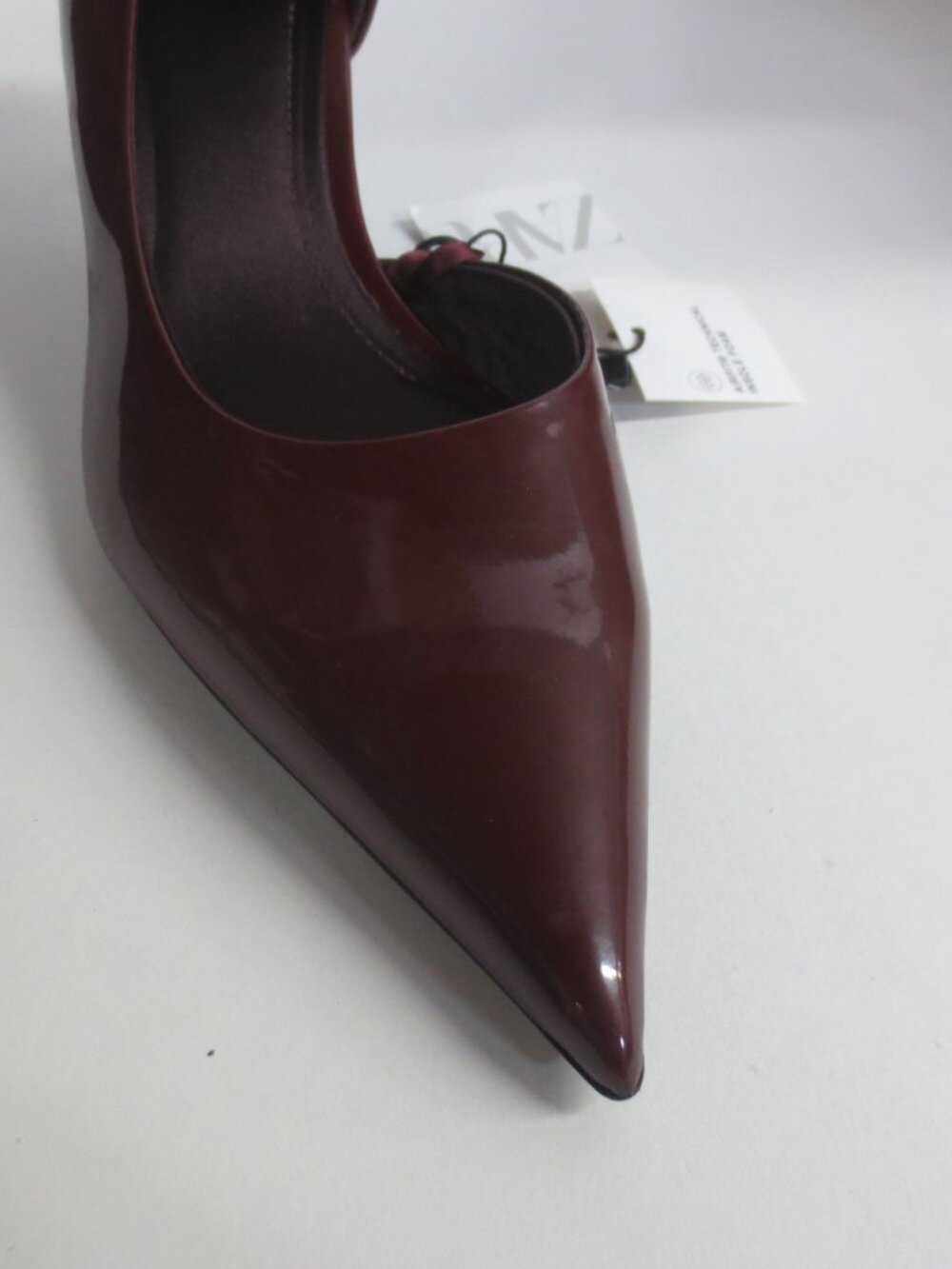 ZARA WOMEN'S POINTED TOE KITTEN HEEL PUMPS - WINE - US 8 - Picture 6 of 6